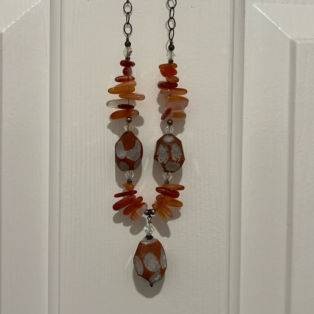Funky large stone necklace, 16 inches with a drop of 1.5 for large center stone